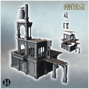 Ancient bell tower with detailed gothic architecture and worn textures (11) - Medieval Gothic Feudal Old Archaic Saga 28mm 15mm RPG