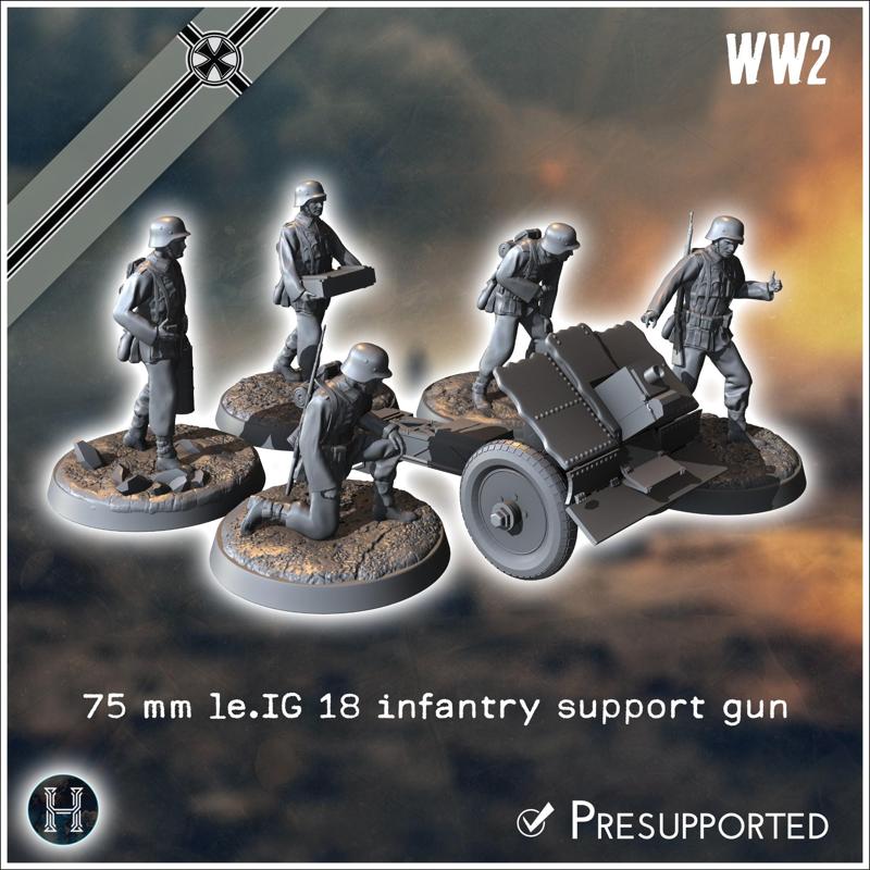 75 mm le.IG 18 infantry support gun (with 5 crews) - Germany Eastern Western Front Normandy Stalingrad Berlin Bulge WWII