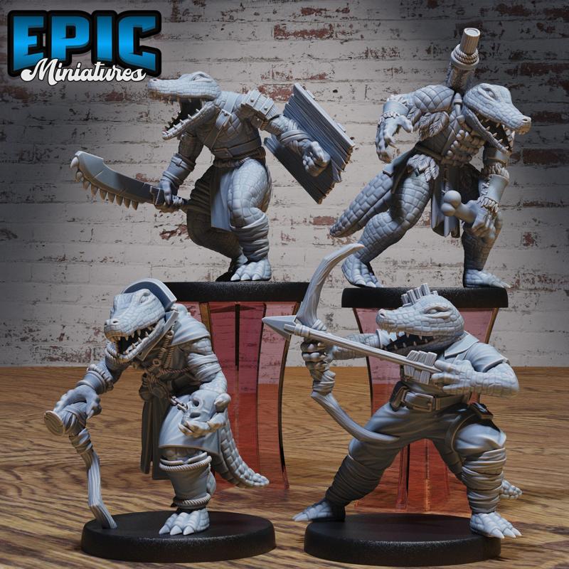 Alligator Folk Set B / Humanoid Crocodile Warrior / Croc Tribe Fighter / Southern Wild Animal / Evil Reptile Predator Creature / Swamp Beast Encounter