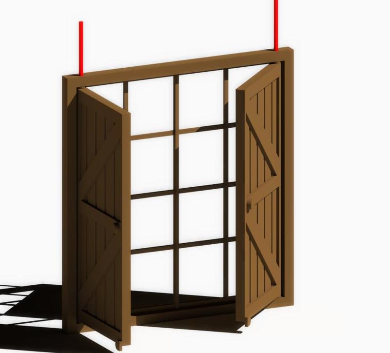 Window with movable lockable panels.