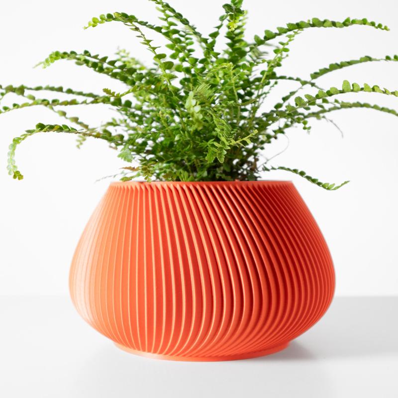 The Davi Planter Pot with Drainage Tray & Stand: Modern and Unique Home Decor for Plants and Succulents  | STL File