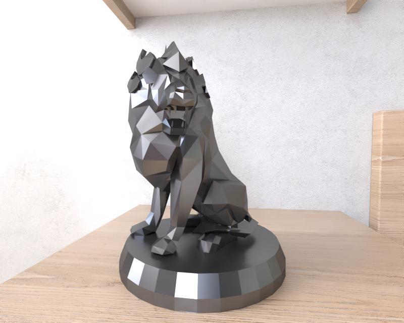 Lion Seated Lowpoly