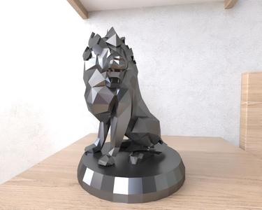 Lion Seated Lowpoly