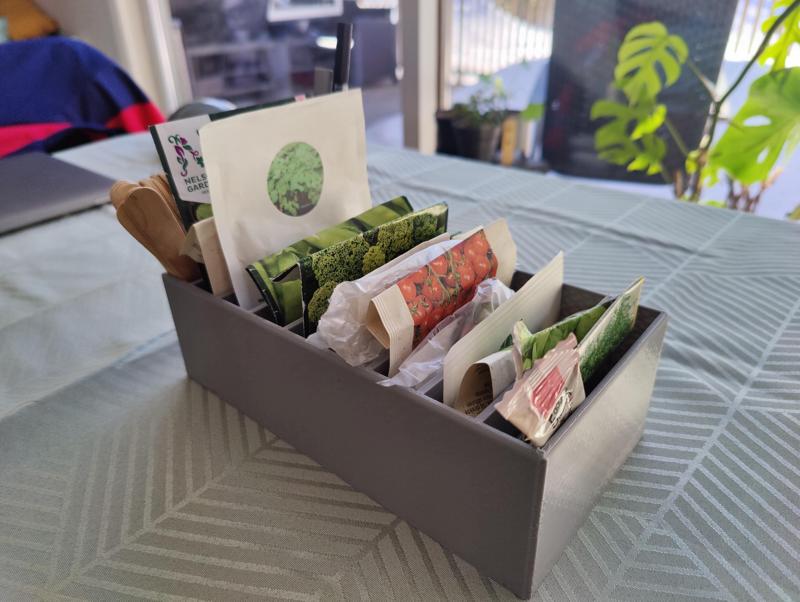 Seed storage box for seed packets