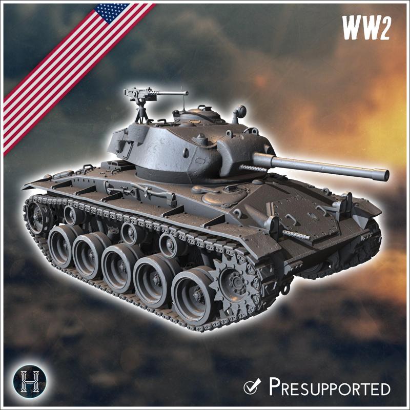 M24 Chaffee Light Tank (combat damaged version) - USA US Army Western Front Normandy Africa Bulge WWII D-Day
