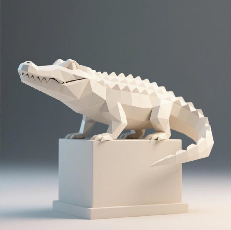 688 Low Poly Crocodile - Full-Body 3D Model, creature, low poly, collectible, wood, sword, base, warrior, wild, dog, dragon, dragon, dnd, cat, monster hunter, monster, totem, totemic
