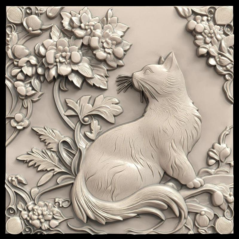 3D Model STL File for CNC Router/Laser & 3D Printer A Cat that Can See Ghosts and Warn Its Owner of Danger