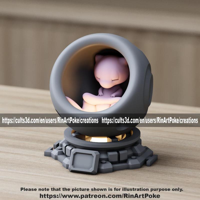 Mew in healing machine pods (EASY PRINT NO SUPPORT)