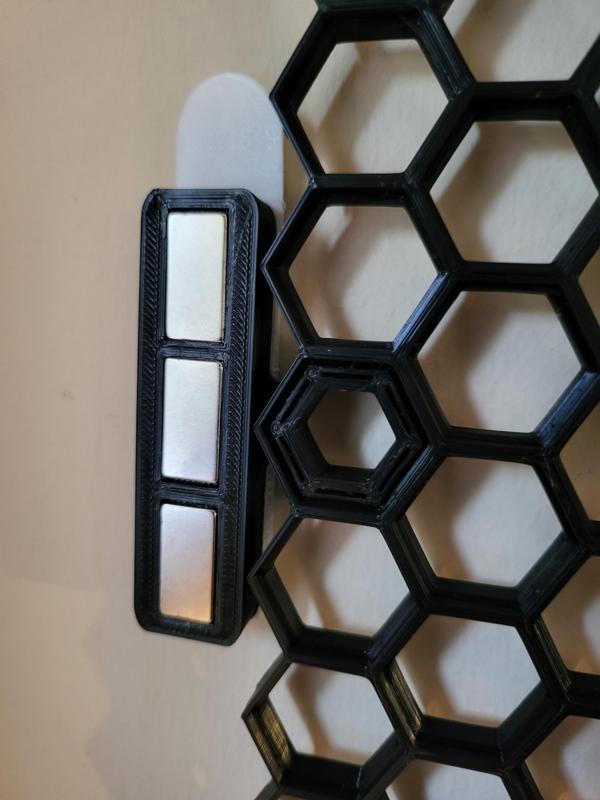 Rotated Longer Command Strip holder for Honeycomb Wall With Inset Magnets
