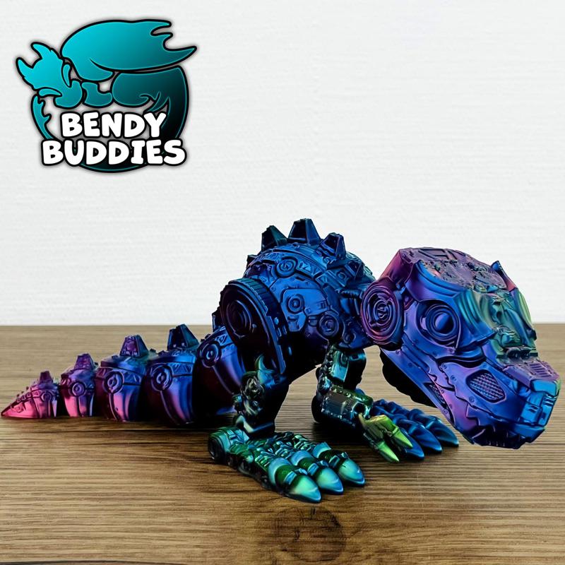 Rexatron Mecha T-Rex / Iron Dino Articulated / Print-in-Place Dinosaur / Robot Monster / Cute Tyrannosaurus / Creature World Beast
