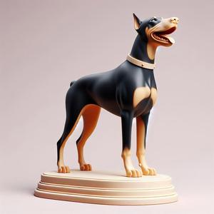 1018 Color 3D Model of a Laughing Doberman Pinscher on a Pedestal, pug, dachshund, poodle, cat, dog, monkey, elephant, beagle, bear, lion, fox, faun, pomeranian, troll, wolf, doberman pinscher, totem, newfoundland, crocodile