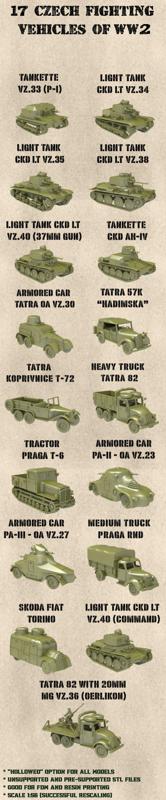 STL PACK - 17 CZECH Fighting vehicles of WW2 (scale 1:56) - PERSONAL USE