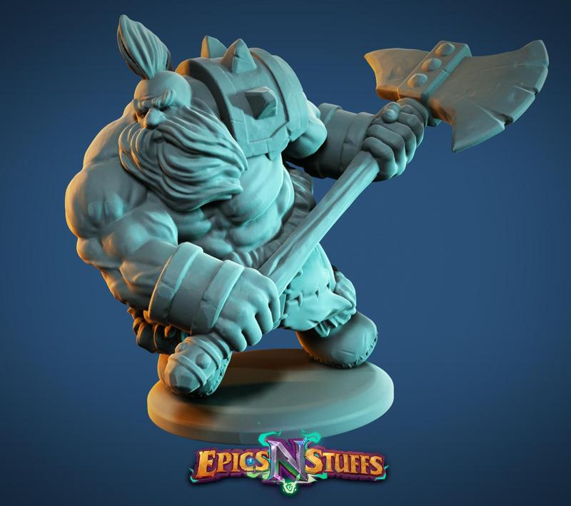 Dwarven Barbarian Miniature - Pre-Supported