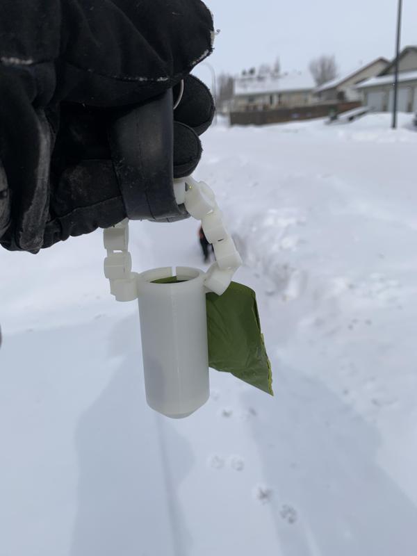 Minimal Dog poop Bag Holder with print in place chain