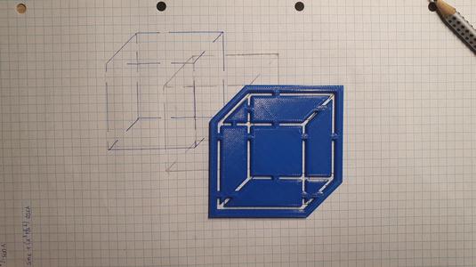 Guiding template for a drawable 3D-Cube