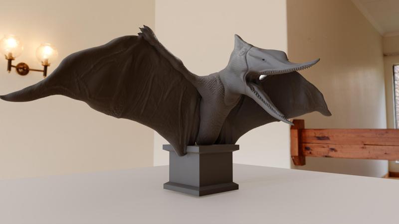 pterodactyl dinosaur roaring flying bust stl