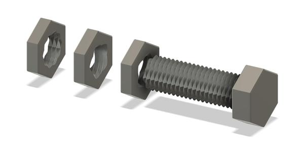 Two-way bolt and nuts