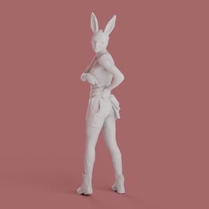 Low-Poly Bunny Girl - Playful Diorama Miniature