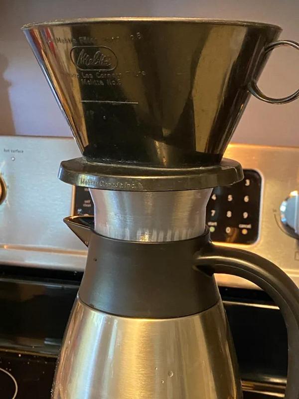 Thermal carafe adapter for Melitta 6-cup pourover coffee cone   
