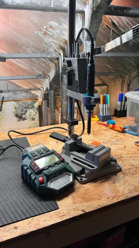 Heatset Insert Press Parkside Drill Press and Parkside Soldering Iron + Step file   