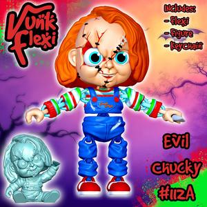 Child's Play Evil Chucky MultiColor Flexi Print-In-Place + figure & keychain