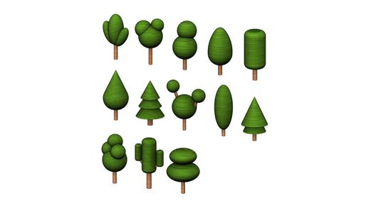 Simplified miniature trees 3d print models