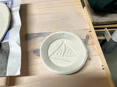 POTTERY STAMP 65MM SAILBOAT/ SLOOP