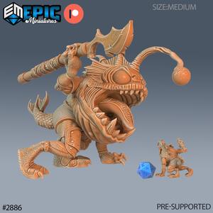 Anglerfish Folk Spear ‧ DnD Miniature ‧ Tabletop Miniatures ‧ Gaming Monster ‧ 3D Model ‧ RPG ‧ DnDminis ‧ STL FILE