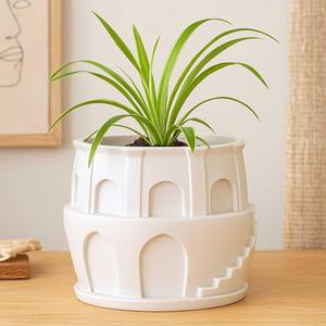 Tower Castle Plant Pot with Drainage