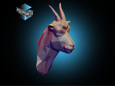 Low-Poly Goat Bust - 3D Printable Geometric Sculpture