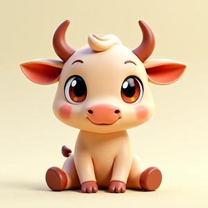 Cow: cute and sitting