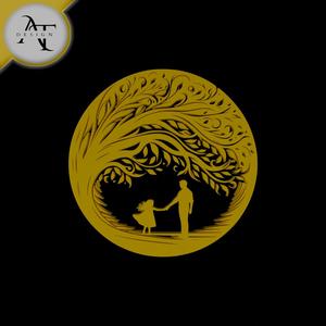 Dad and daughter - Silhouette - 2D Wall Art Decor
