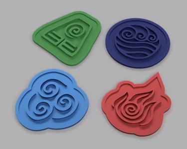 Avatar the Last Air Bender Symbols (Air, Fire, Water, Earth)