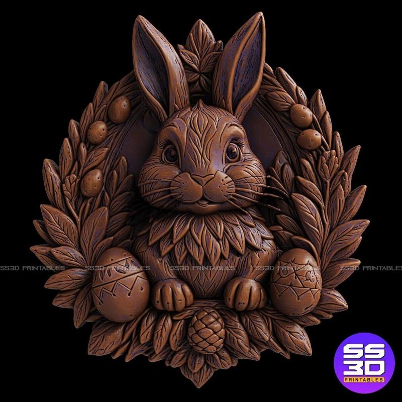 Easter Bunny Wall Decor & Bas-Relief 3D STL – Festive Spring Design