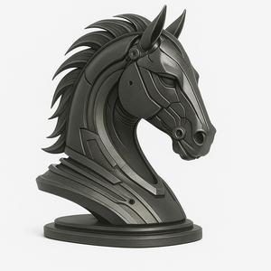 Futuristic Chess Horse Figure