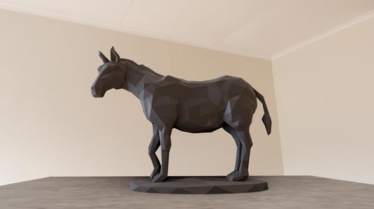 Donkey looking left low poly geometrical 3d print file STL