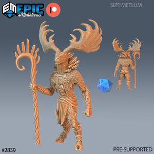 Deer Shaman ‧ DnD Miniature ‧ Tabletop Miniatures ‧ Gaming Monster ‧ 3D Model ‧ RPG ‧ DnDminis ‧ STL FILE