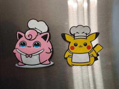 Pokemon Chef Fridge Magnets Pikachu & Jiggly Puff
