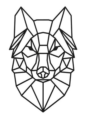 2D Wall Wolf Head Sculpture