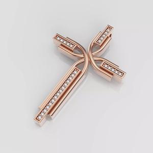 Cross rose gold pendant with diamonds