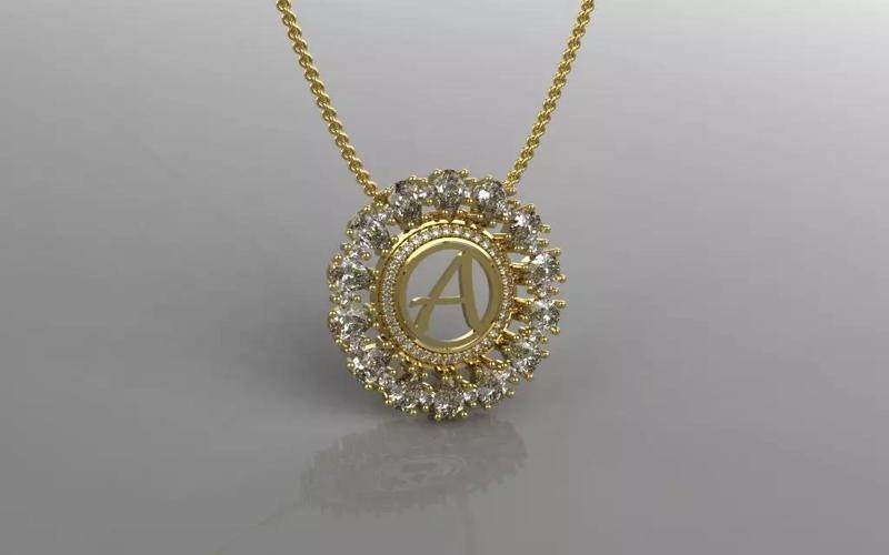 Classic Letter A Pendant - 3D Jewelry - PG-268