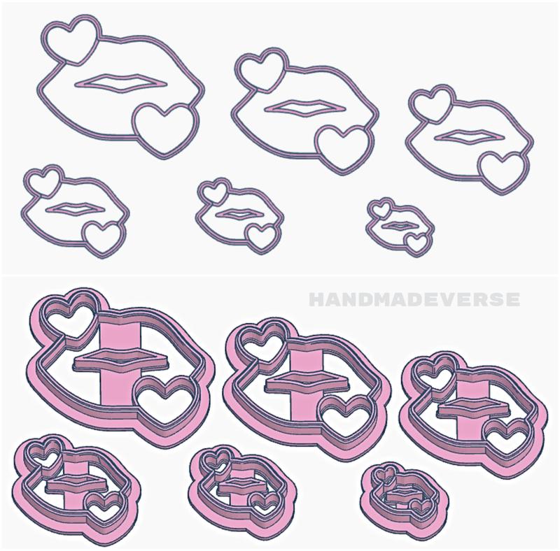 Love Kiss/Valentine's day polymerclay cutter set stl files