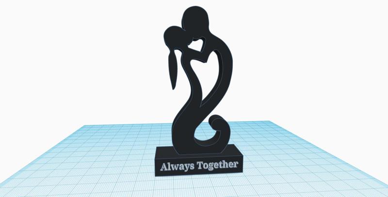Man Woman Kiss Sculpture, Love Statue, Forever Eternal Love Couple In Love, Always Together text