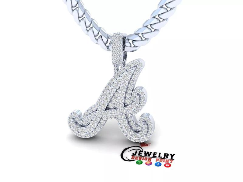 Custom Atlanta Braves Diamond Pendant - Base Ball Team