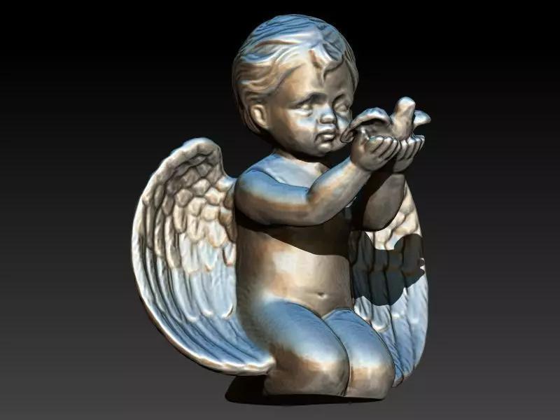 Cupid Holding Dove Pendant