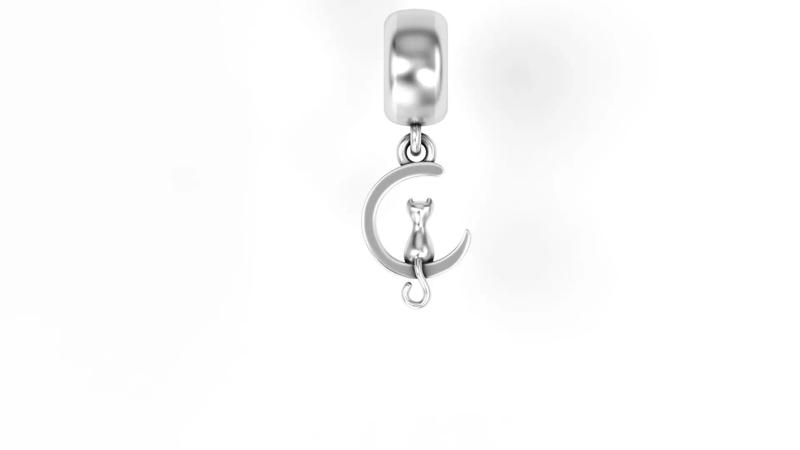Cat with Moon Charm