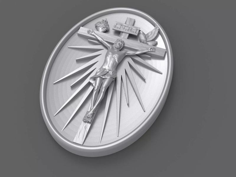 Crucifixion of Jesus Pendant - Coin  3D print model