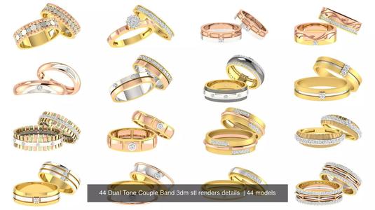 44 Dual Tone Couple Band 3dm stl renders details  3D Model Collection