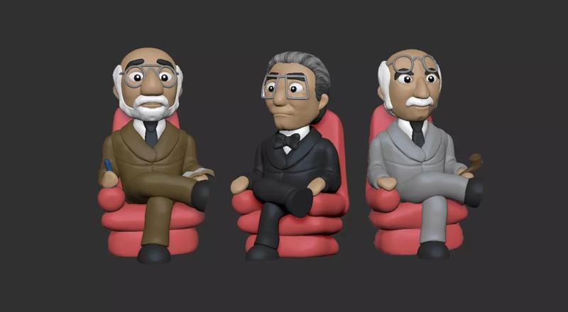 Freud Lacan and Jung cartoon figurines pack