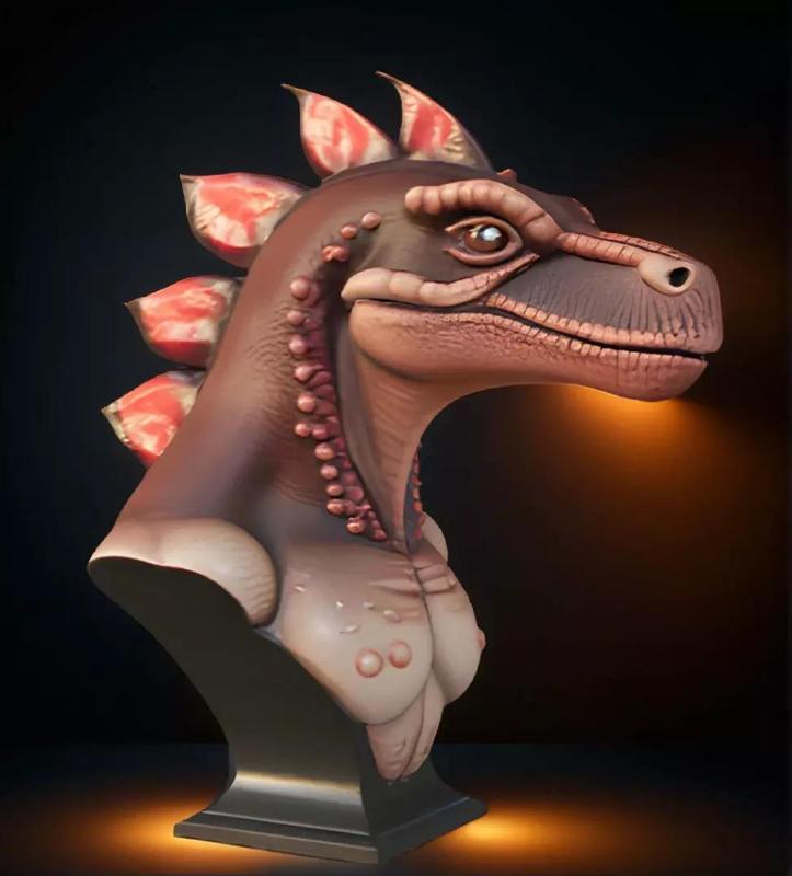 Stygimoloch Head Bust 3D Model -STL Printable Dinosaur Sculpture